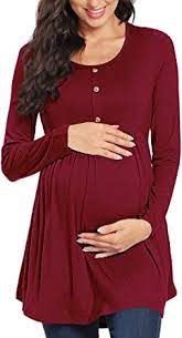 Photo 1 of FABRACK women's maternity shirt top 3/4 sleeve long A01-Burgundy Size XL