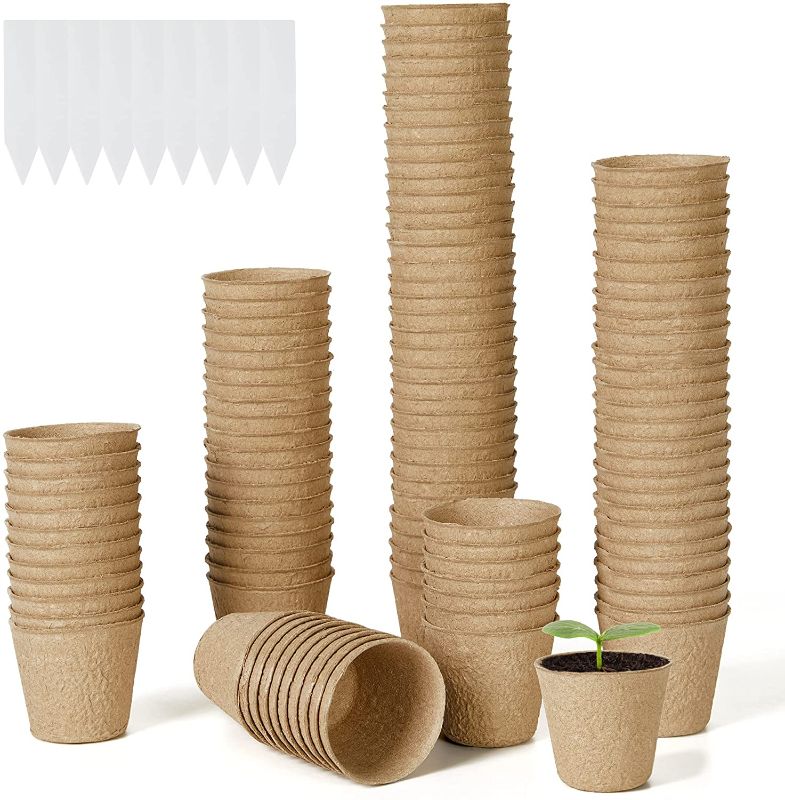 Photo 1 of Future Way 120-Pack Peat Pots for Seedlings, 2.4'' Biodegradable Seed Starter Pots with Plant Labels, Easy Transplant into Soil Without Removing Pots, Organic & Eco-Friendly