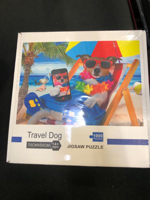 Photo 2 of 1000 Piece Puzzles for Adults 1000 Piece Puzzle with Premium 3-Layer Thick White Paper - Travel Dog Puzzle (factory sealed)