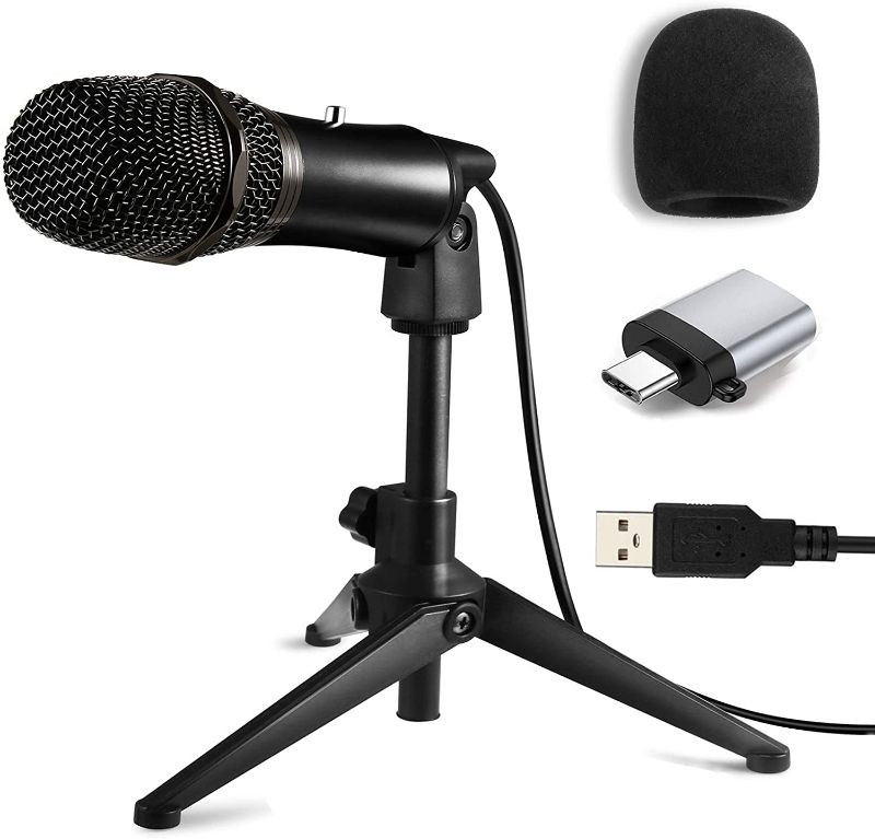 Photo 1 of Ynnthy USB Condenser Microphone for Computer, Metal Recording Microphone Over Mac or Windows for Streaming, Recording, Gaming, Podcasting, Voice Over, Zoom, Youtube (item is new opened it to take photos)
