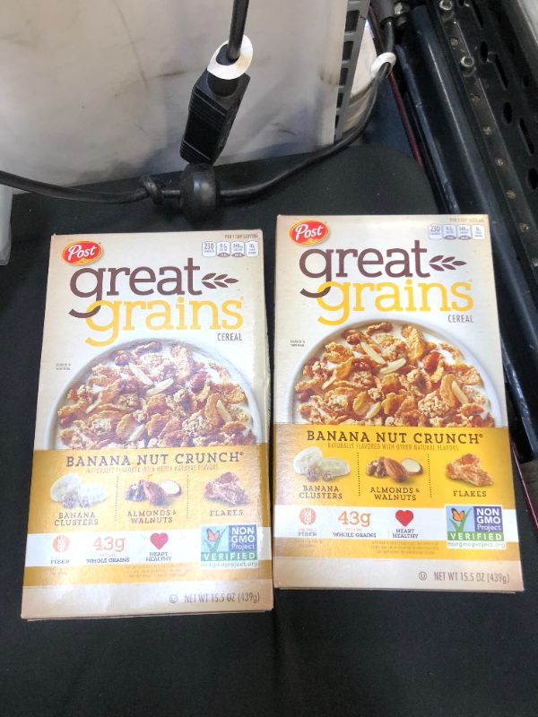 Photo 2 of (2 Pack) Post Great Grains Breakfast Cereal, Banana Nut Crunch, 15.5 Oz
exp sep 29 2021