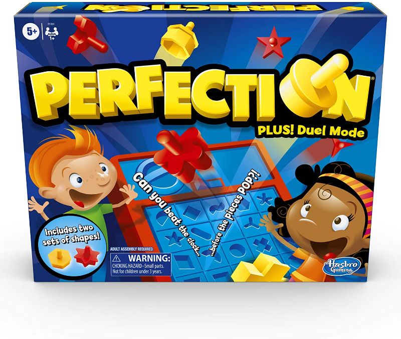 Photo 1 of Hasbro Gaming Perfection Game Plus 2-Player Duel Mode Popping Shapes and Pieces Ages 5 and Up (Amazon Exclusive)
