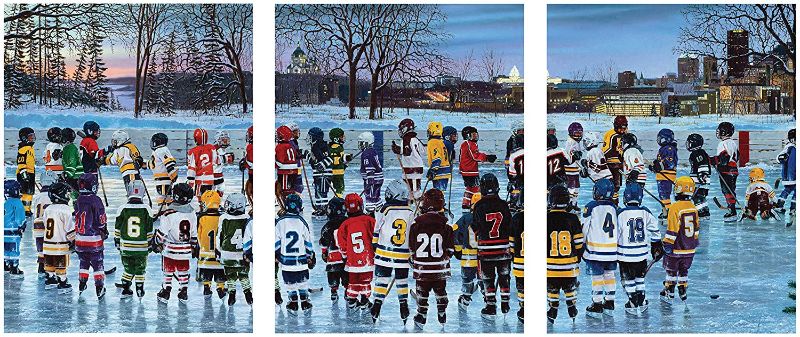 Photo 1 of 1500 Piece Puzzle for Adults Terrence Fogarty Sons of March Triptych Multipack Youth Hockey Puzzle, 3 x 500 Pieces 24x54 inche Jigsaw by KI Puzzles
