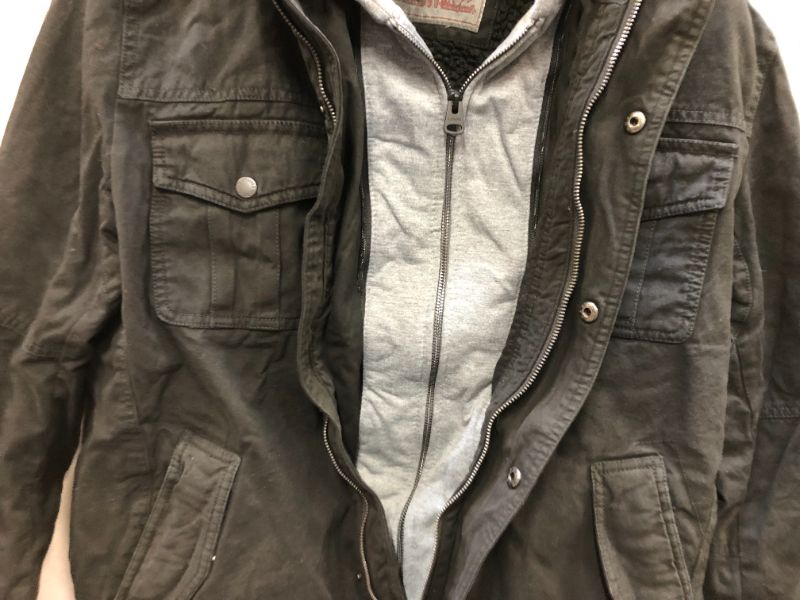 Photo 2 of Levi's Men's Washed Cotton Military Jacket With Removable Hood Black Size M