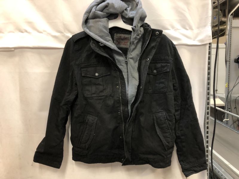 Photo 1 of Levi's Men's Washed Cotton Military Jacket With Removable Hood Black Size M