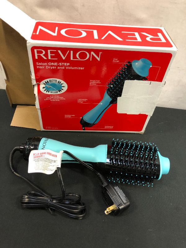 Photo 1 of REVLON One Step Hair Dryer And Volumizer Hot Air Brush, Teal
