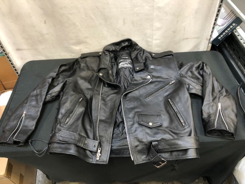 Photo 2 of Event Biker Leather Men's Basic Motorcycle Jacket with Pockets 2XL