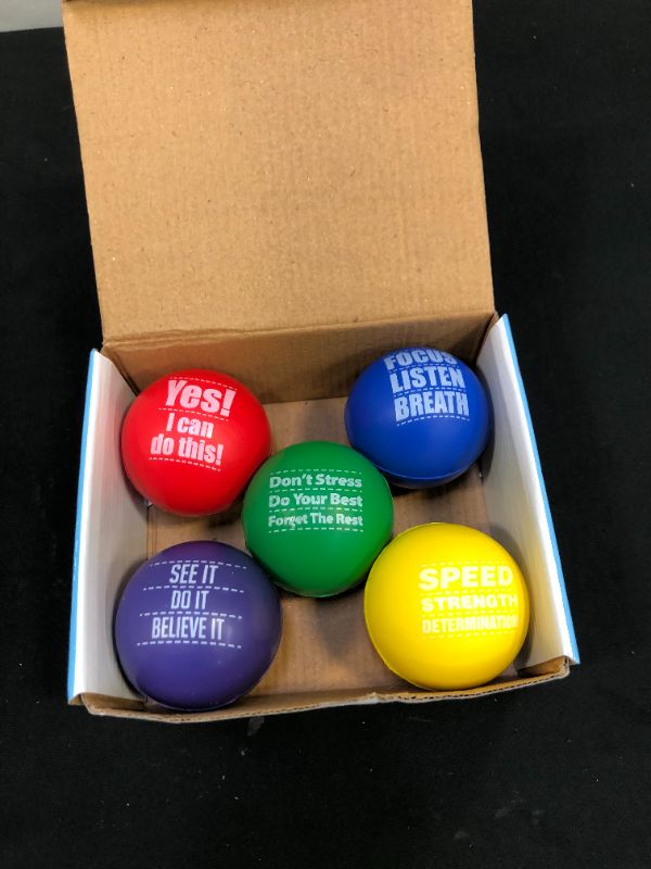 Photo 3 of PICK A TOY 5-Pack Motivational Stress Balls for Kids and Adults Promote Anxiety and Stress Relief | Motivate and Inspire Students, Staff, Teams | Squishy, Assorted Colors
