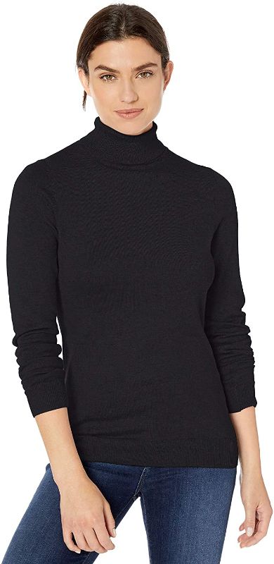 Photo 1 of Amazon Essentials Women's Classic Fit Lightweight Long-Sleeve Turtleneck Sweater Black, Large