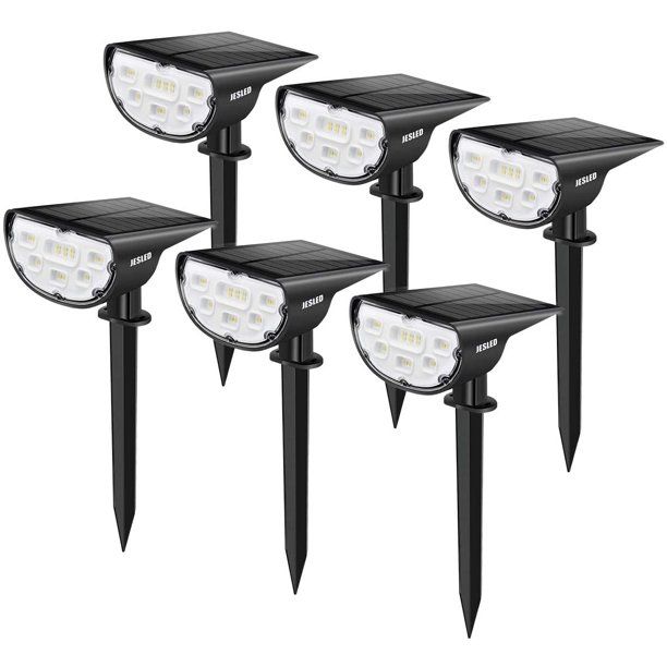 Photo 1 of JESLED Solar Spot Lights Outdoor 14 LED Landscape Spotlight, White 6-Pack
