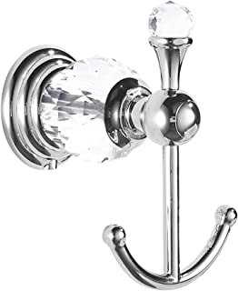 Photo 1 of  Crystal Towel Hook Chrome, Bath Robe Hook, Silver Bathroom Wall Hooks Double for Coats Wall Mounted Modern Style
