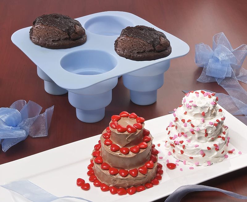 Photo 1 of 4 CAVITY 3 TIERED SILICONE CAKE MOLD - MAKES 4 MINI 3 TIERED CAKES AT THE SAME TIME!
