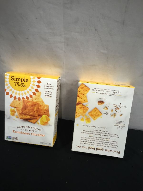 Photo 2 of 2 pack  Simple Mills Almond Flour Crackers, Farmhouse Cheddar, 4.25 oz exp---01-19-2022