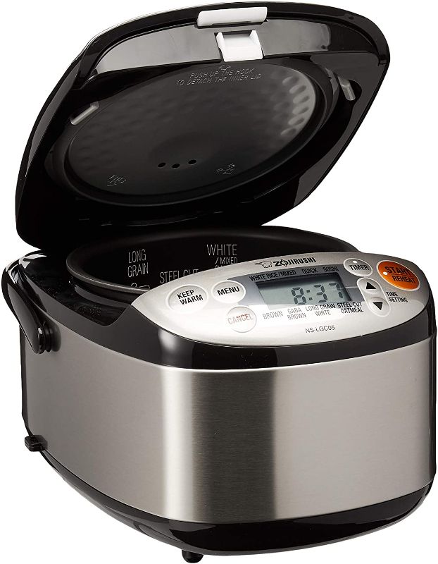 Photo 1 of Zojirushi NS-LGC05XB Micom Rice Cooker & Warmer, 3-Cups (uncooked), Stainless Black
** OPEN BOX **
(( NORMAL USE ))