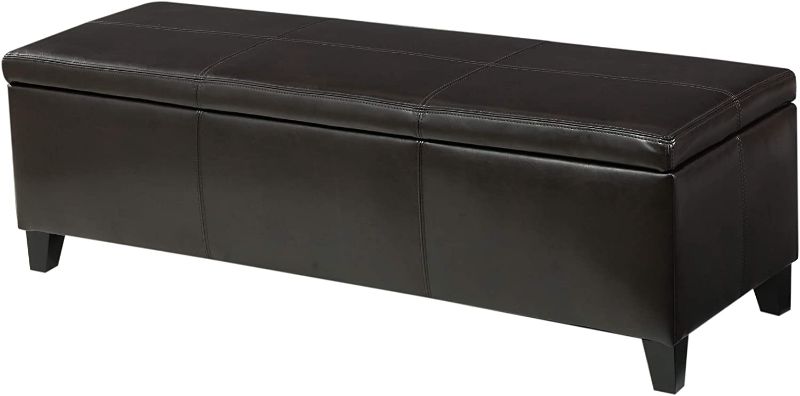 Photo 1 of Christopher Knight Home Glouster PU Storage Ottoman, Brown
