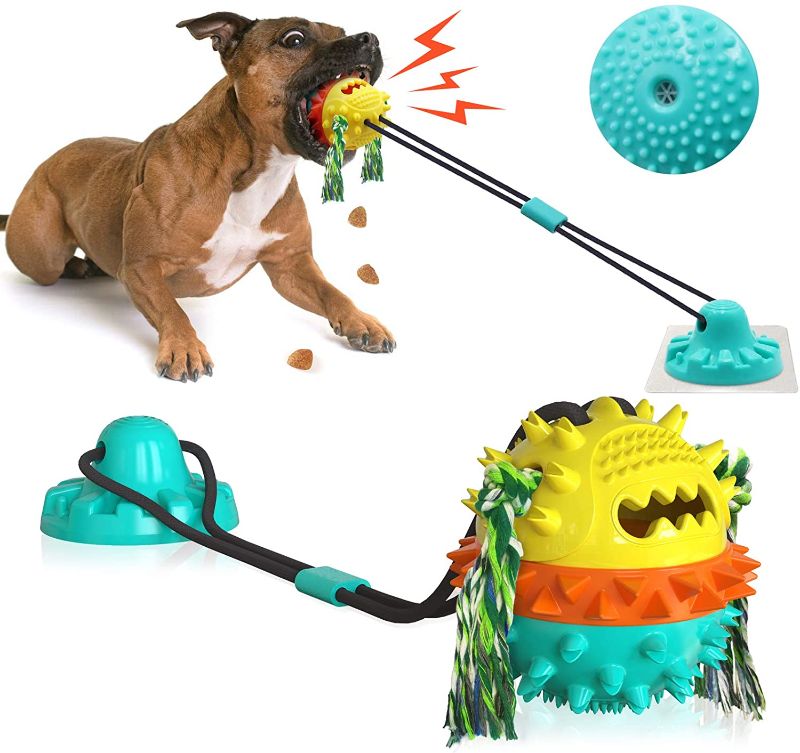 Photo 1 of Interactive Dog Chew Toys, Suction Cup Puppy Chew Toy, Dogs Training Treats Teething Rope Toys for Aggressive Chewers, Dog Puzzle Toys Food Dispensing Ball Toy for Large Dogs