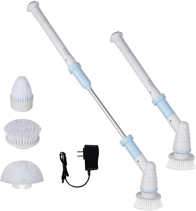 Photo 1 of Electric Spin Scrubber, Upgraded 360 Cordless Grout Super Power Scrubber, 3 Replaceable Scrubber Cleaning Brush Head and Adjustable Extension Arm Handle Tool for Wall, Floor, Bathroom, Kitchen, Tile
