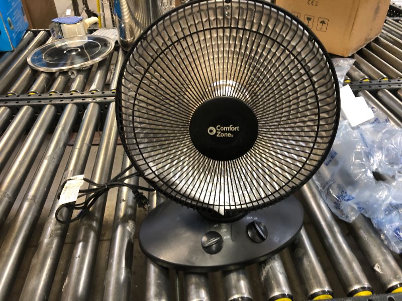 Photo 1 of Comfort Zone 700/1000-Watt Oscillating Parabolic Dish Radiant Electric Portable Space Heater , Black FOR PARTS ONLY 