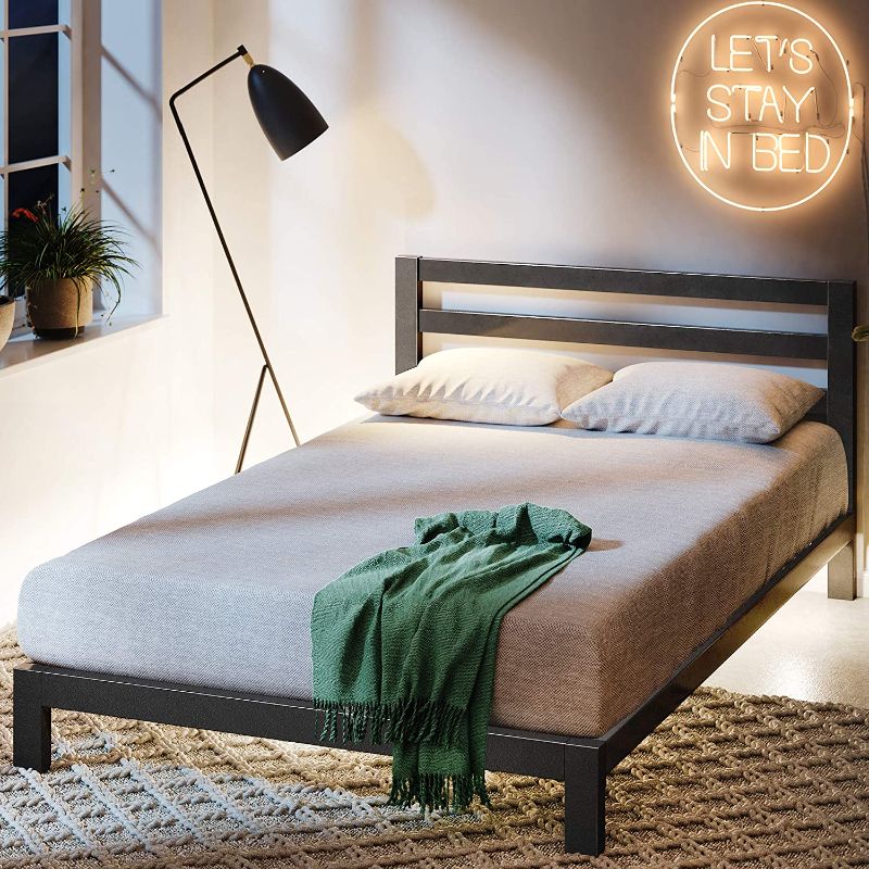 Photo 1 of ZINUS Arnav Metal Platform Bed Frame with Headboard / Wood Slat Support / No Box Spring Needed / Easy Assembly, Queen
