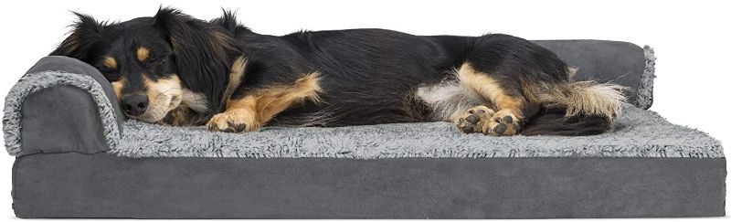 Photo 2 of Furhaven Orthopedic CertiPUR-US Certified Foam Pet Beds for Small, Medium, and Large Dogs and Cats - Two-Tone L Chaise, Southwest Kilim Sofa, Faux Fur Velvet Sofa Dog Bed, and More
