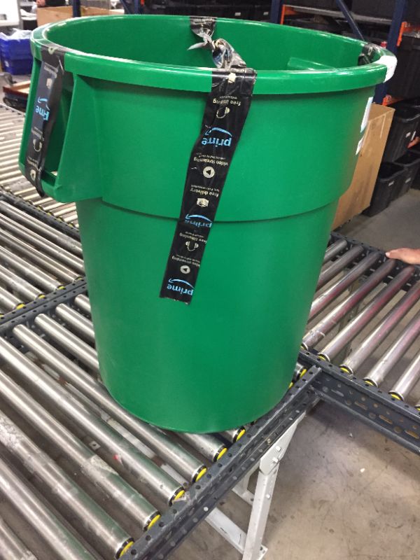 Photo 2 of 34105509 - Bronco™ Round Waste Bin Trash Container 55 Gallon - Green
