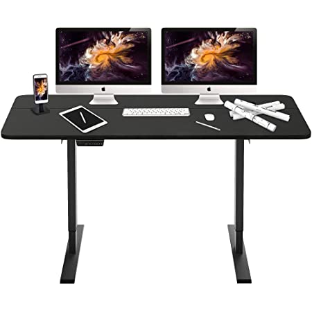 Photo 1 of HOUSEELF DUAL MOTOR ELECTRIC STANDING DESK 55X28 INCHES HEIGHT ADJUSBLE SIT STAND COMPUTERT DESK WITH 3 STAGE LEGS, STAND WRITING TABLES WITH SPACIOUS DESKTOP FOR OFFICE,HOME,BLACK