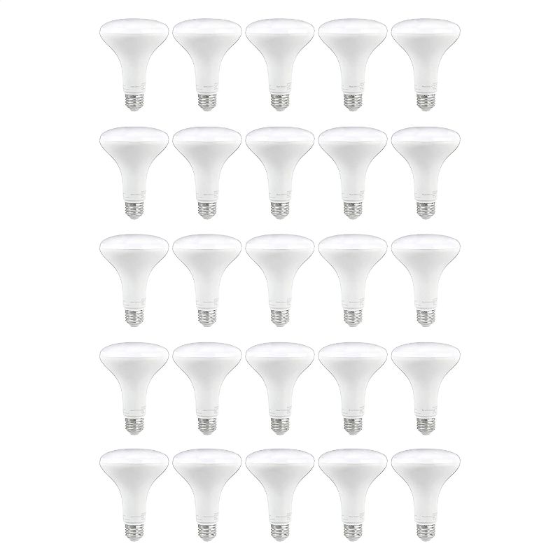 Photo 1 of AmazonCommercial 65 Watt Equivalent, 25000 Hours, Dimmable, 650 Lumens, Energy Star and CEC (California) Compliant, BR30 LED Light Bulb - Pack of 25, Soft White
