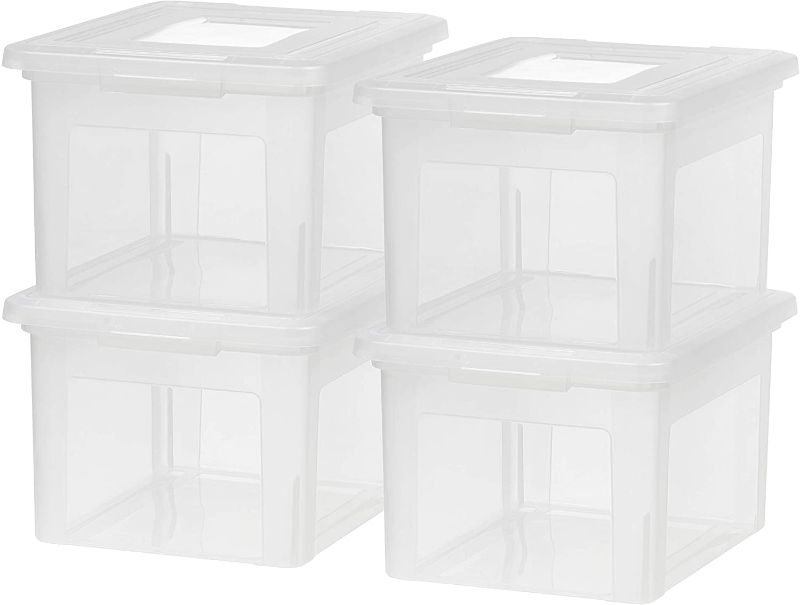 Photo 1 of 3 pcs IRIS USA Letter & Legal Size Plastic Storage Bin Tote 3Pack, Clear
