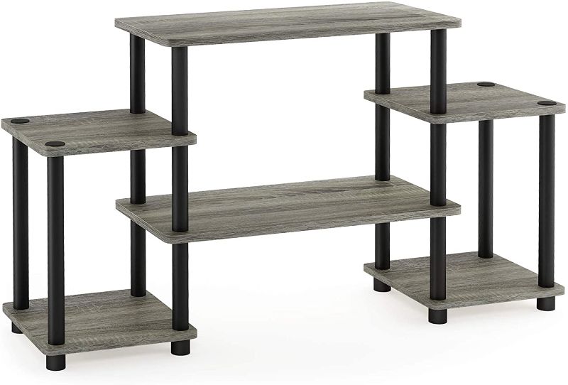 Photo 1 of Furinno Turn-N-Tube No Tools Entertainment Center, Round Square Corner, French Oak Grey/Black
