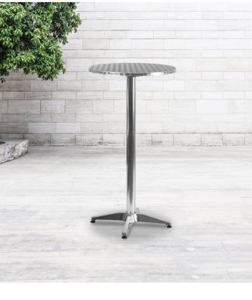 Photo 1 of Flash Furniture 23.25" Round Aluminum Indoor-Outdoor Bar Height Table with Flip-Up Table Blue--bolts and screws are missing
