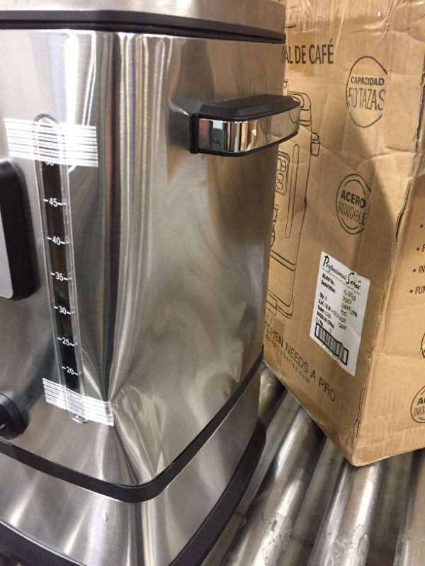 Photo 4 of Professional Series PS-SQ018 50-Cup Coffee Urn, Stainless Steel
** DENT OF SIDE **