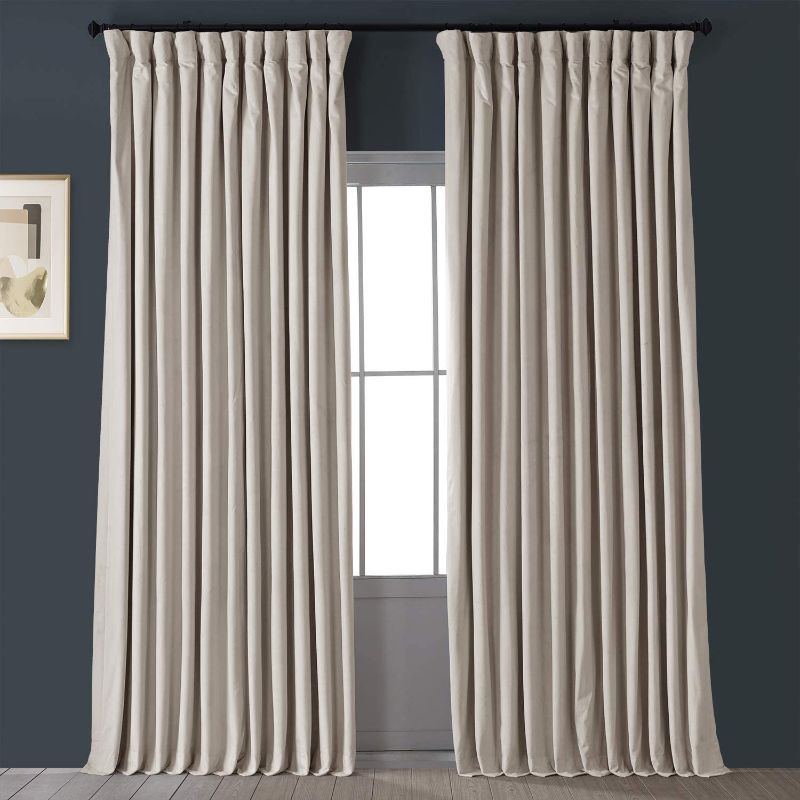 Photo 1 of HPD Half Price Drapes VPCH-VET1217-120 Signature Extra Wide Velvet Blackout Curtain (1 Panel), 100 X 120, Ivory
