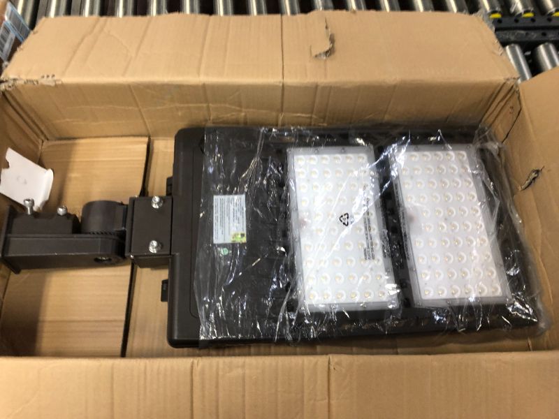 Photo 3 of 480V LED Parking Lot Light with Photocell 320W - UL DLC Listed 44800LM IP65 5000K Slip Fit Mount Commercial Outdoor Area Street Pole Lighting 277-480VAC Input Brown
