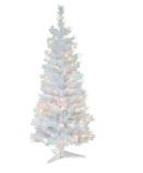 Photo 1 of 4ft National Tree Company White Tinsel Artificial Pencil Tree 70ct Clear