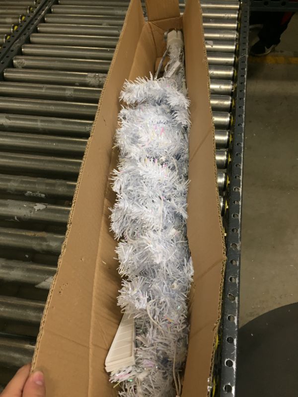 Photo 2 of 4ft National Tree Company White Tinsel Artificial Pencil Tree 70ct Clear