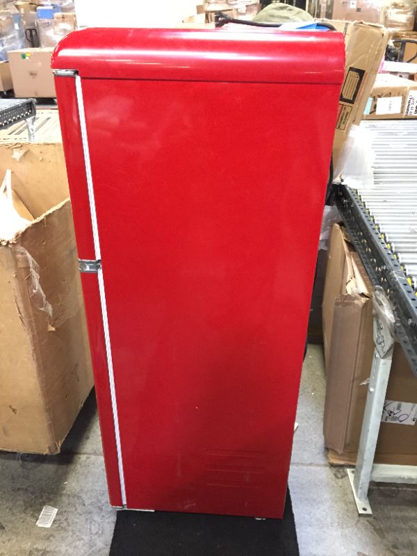 Photo 2 of Galanz GLR46TRDER Mini Fridge with Dual Door, Adjustable Mechanical Thermostat with True Freezer, 4.6 Cu.Ft, Red