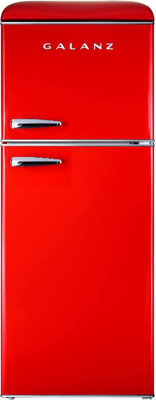 Photo 1 of Galanz GLR46TRDER Mini Fridge with Dual Door, Adjustable Mechanical Thermostat with True Freezer, 4.6 Cu.Ft, Red