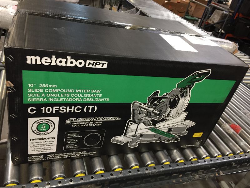 Photo 2 of Metabo HPT 10-Inch Sliding Miter Saw Zero Rear Clearance Slide System Dual Bevel Laser Marker (C10FSHCT)