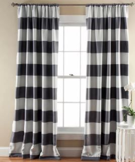 Photo 1 of 52"x84" Set of 2 Striped Room Darkening Window Curtain Panels - Lush Décor