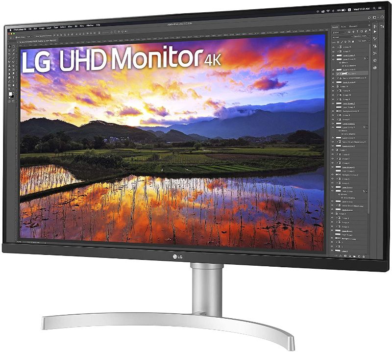 Photo 1 of LG 32UN650-W Monitor 32" UHD (3840 x 2160) IPS Ultrafine Display, HDR10 Compatibility, DCI-P3 95% Color Gamut, AMD FreeSync, 3-Side Virtually Borderless Design, Height Adjustable Stand 
