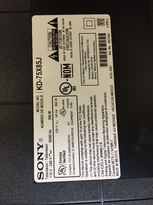 Photo 7 of Sony - 75" Class X85J Series LED 4K UHD Smart Google TV DAMAGED Sold AS IS