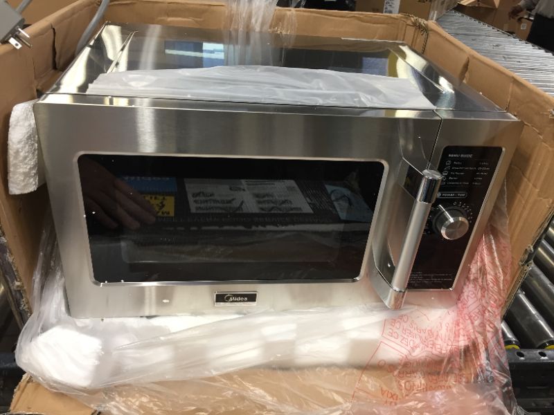 Photo 3 of Midea Equipment 1434N0A Stainless Steel Countertop Commercial Microwave Oven, 1400W