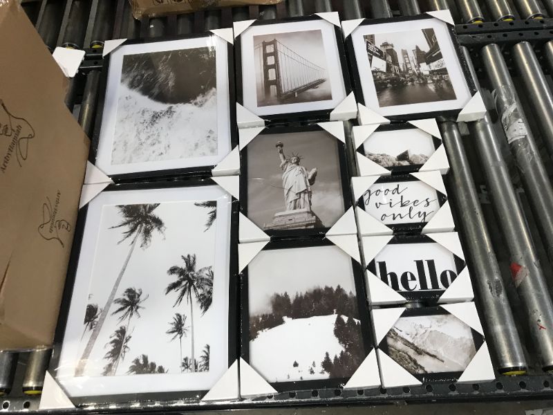 Photo 1 of ArtbyHannah 10 Pack Classic Black Gallery Wall Frame Set with Decorative Landscape Art Print Picture Frame Collage Set Wall Art Decor for Home Decoration, Multi Size (SOME FRAMES MAY GET DAMAGED IN WAREHOUSE)