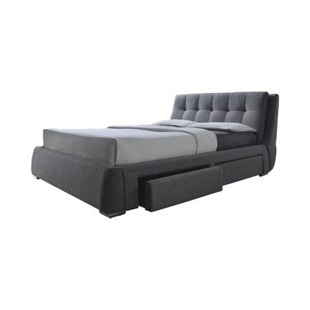 Photo 1 of Fenbrook Eastern King Tufted Upholstered Storage Bed Grey FULL SET 5 BOXES