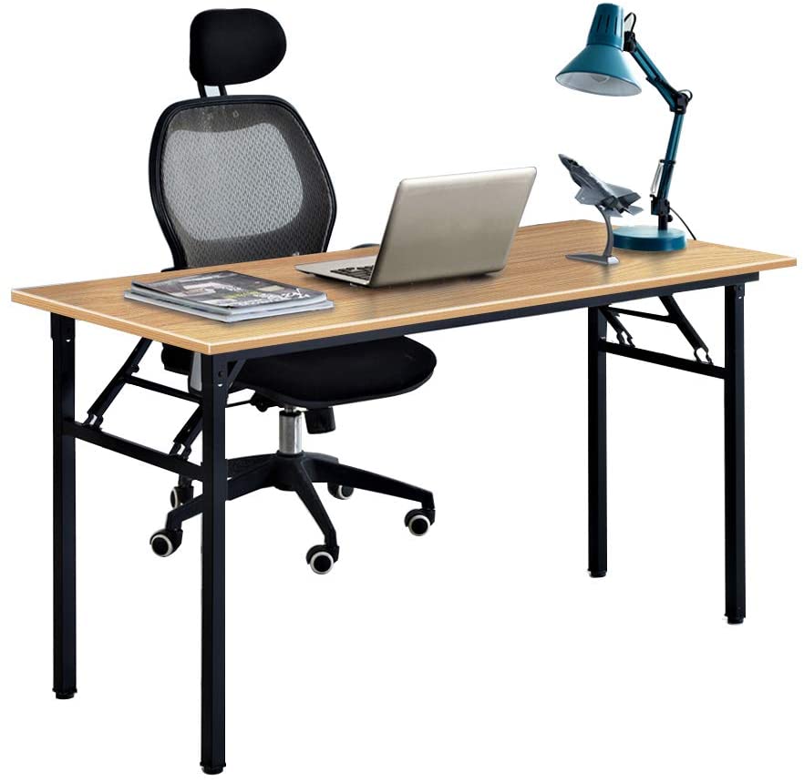 Photo 1 of Need Computer Desk Office Desk 55 inches Folding Table Computer Table Workstation No Install Needed,Teak Black AC5BB-140X