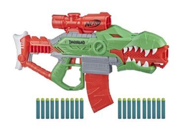 Photo 1 of Nerf DinoSquad Rex-Rampage Motorized Dart Blaster, 10-Dart Clip, 20 Nerf Darts, 10-Dart Storage- T-Rex Dinosaur Design