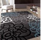 Photo 1 of Contemporary Modern Floral Flowers Area Rug 6' 6" X 9' Gray