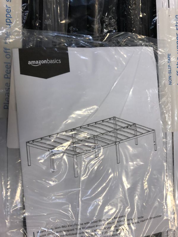 Photo 2 of Amazon Basics Heavy Duty Non-Slip Bed Frame with Steel Slats, Easy Assembly - 18"H, (Full)
