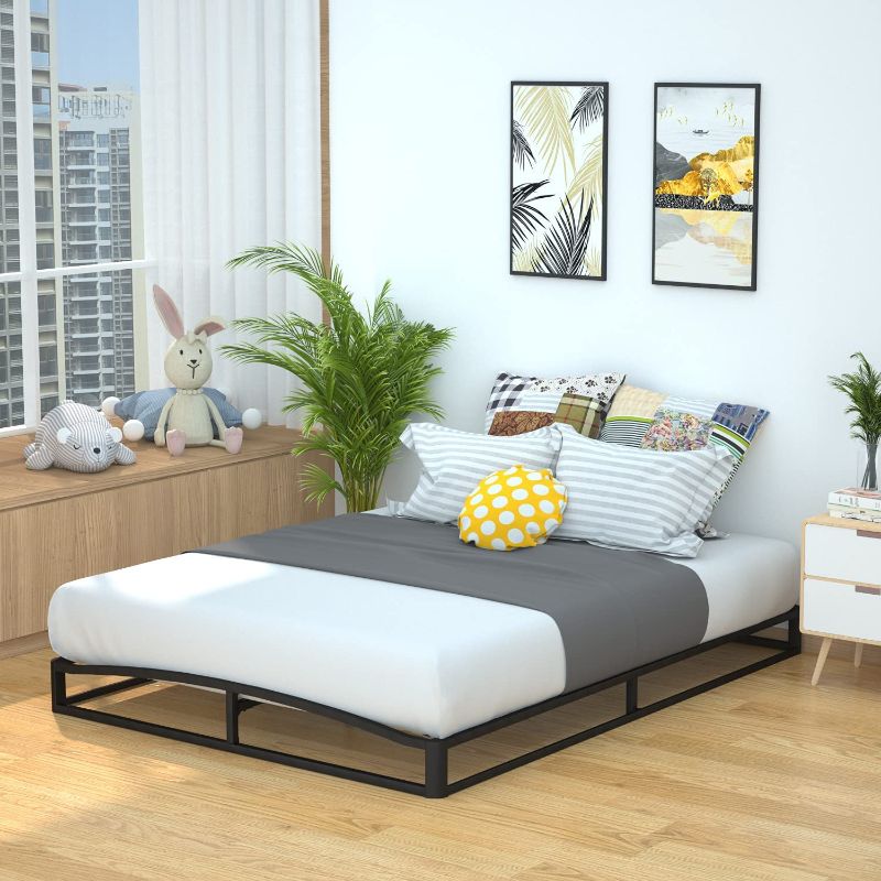 Photo 1 of Amazon Basics 6" Modern Metal Platform Bed with Wood Slat Support - Mattress Foundation - No Box Spring Needed, Full