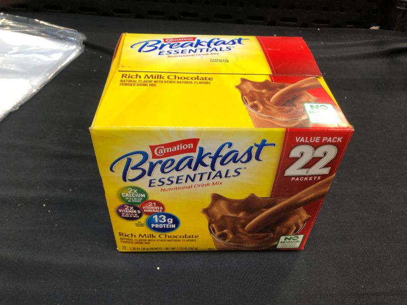 Photo 1 of 22 packets Carnation Breakfast Essentials Complete Nutrition Drink Powder, Rich Milk Chocolate